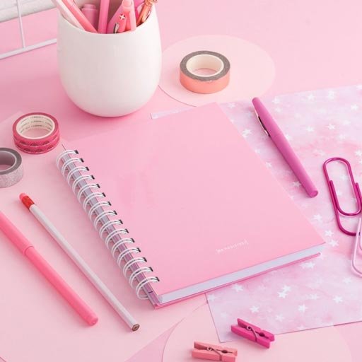 cuaderno a5 be positive color rosa pastel